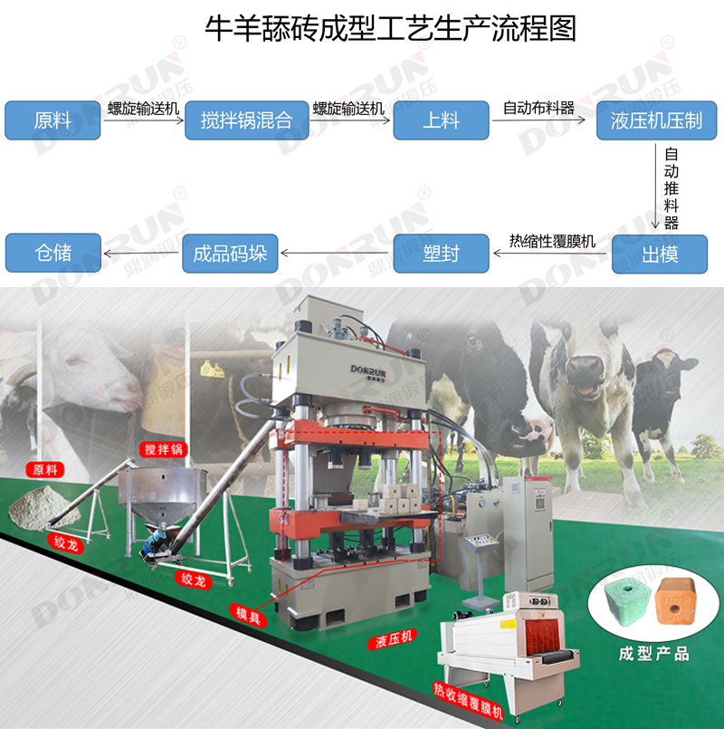 牛羊舔磚液壓機生產線